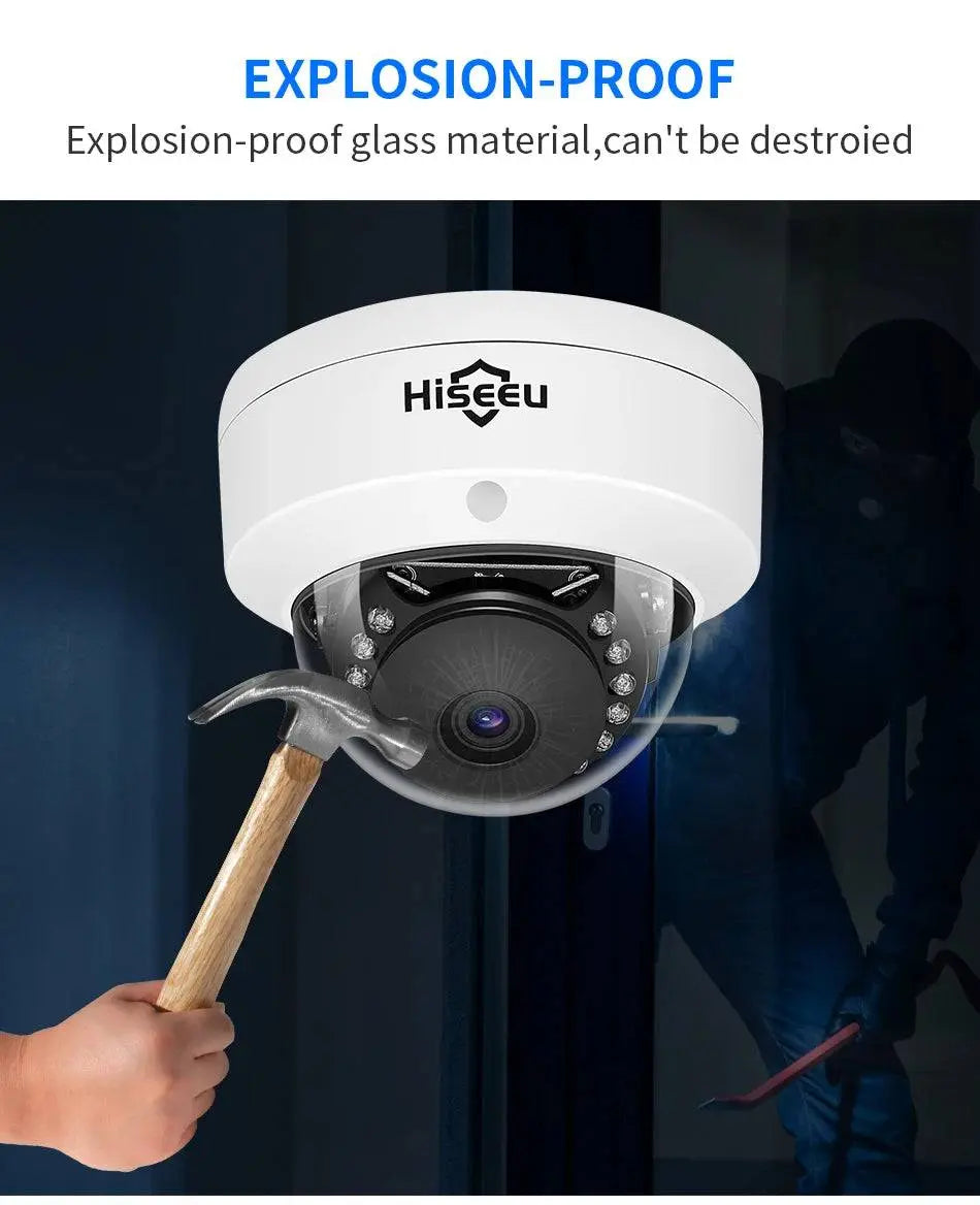 Hiseeu 5MP Explosion-proof POE IP Camera Audio H.265+ Dome Home Indoor Outdoor Surveillance Security Camera CCTV  Video for NVR - Property & Safety Tradings