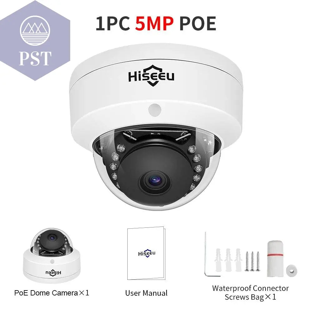 Hiseeu 5MP Explosion-proof POE IP Camera Audio H.265+ Dome Home Indoor Outdoor Surveillance Security Camera CCTV  Video for NVR - Property & Safety Tradings