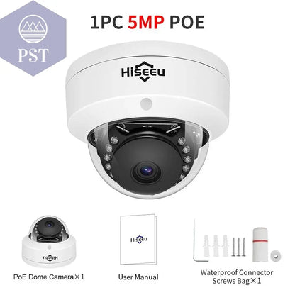 Hiseeu 5MP Explosion-proof POE IP Camera Audio H.265+ Dome Home Indoor Outdoor Surveillance Security Camera CCTV  Video for NVR - Property & Safety Tradings