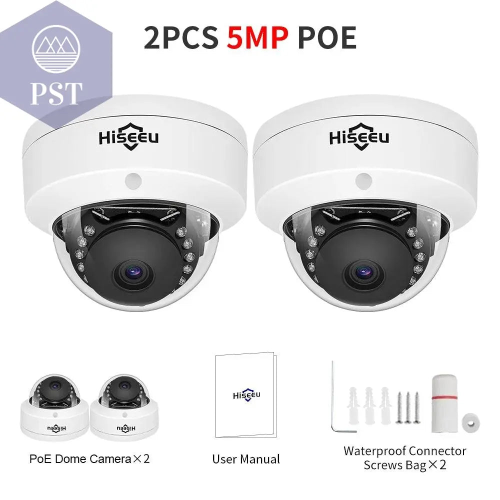 Hiseeu 5MP Explosion-proof POE IP Camera Audio H.265+ Dome Home Indoor Outdoor Surveillance Security Camera CCTV  Video for NVR - Property & Safety Tradings