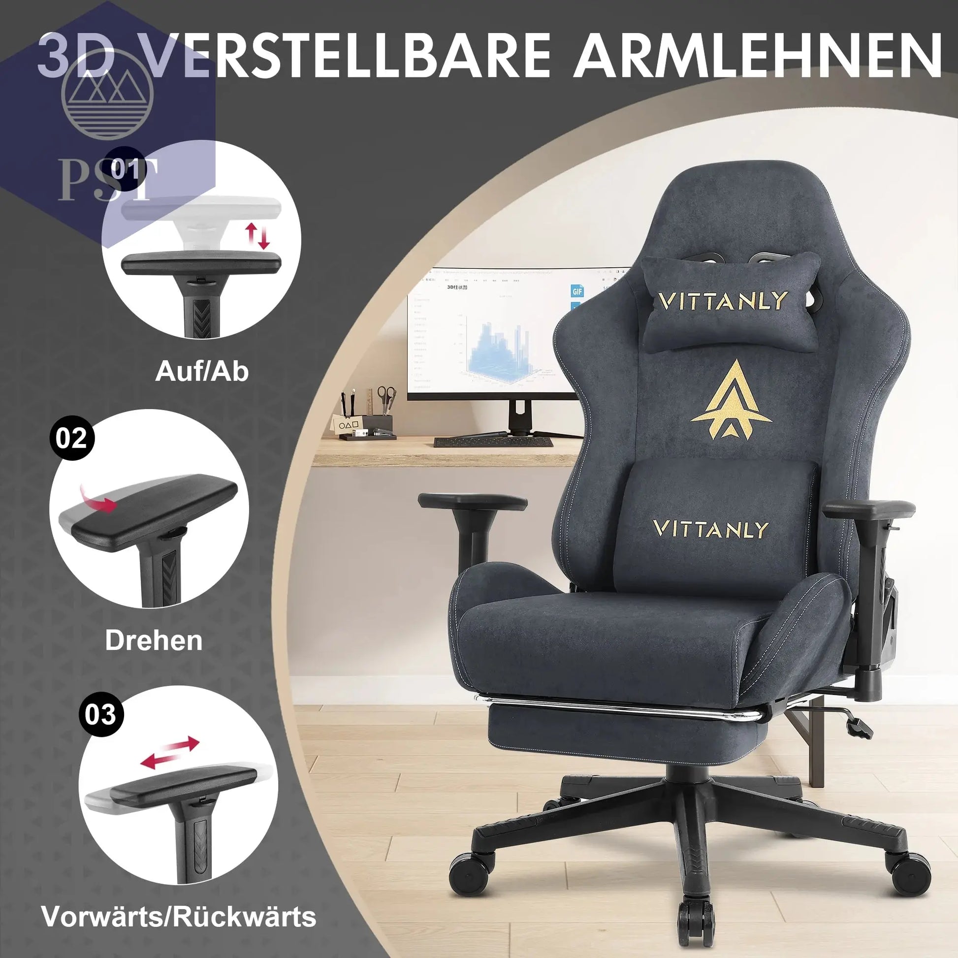 Hochwertiger Ergonomischer Gaming Stuhl PST PS Tradings Gamingstuhl PST PS Tradings  PST PS Tradings