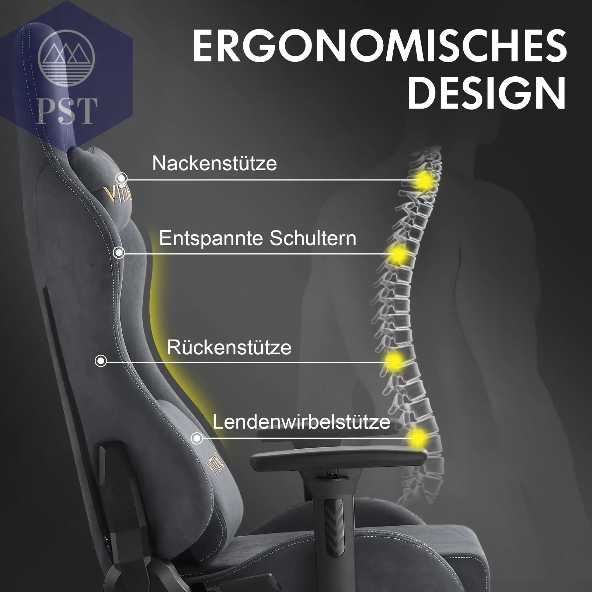 Hochwertiger Ergonomischer Gaming Stuhl PST PS Tradings Gamingstuhl PST PS Tradings  PST PS Tradings