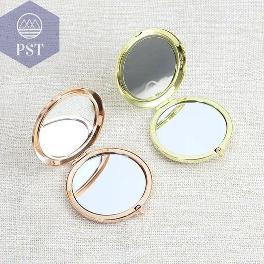 Ins Portable Simple Stainless Steel Double-sided Make Up Mirror Handheld Pocket Folding Vanity Mirror Beauty Makeup Accessories - PST PS Tradings