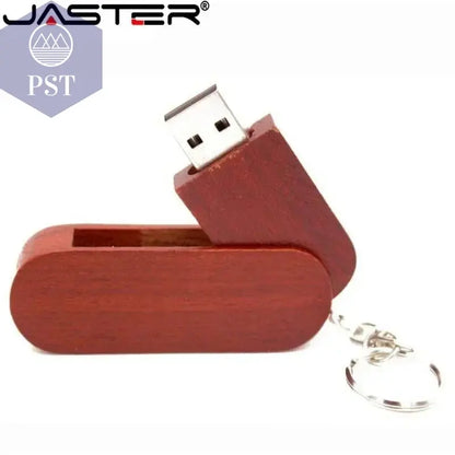 JASTER Wooden Rotatable USB USB Flash Drives 128GB Memory Stick Free Custom Logo 64GB 32GB with Key Chain Business Gift Pendrive       PST PS Tradings