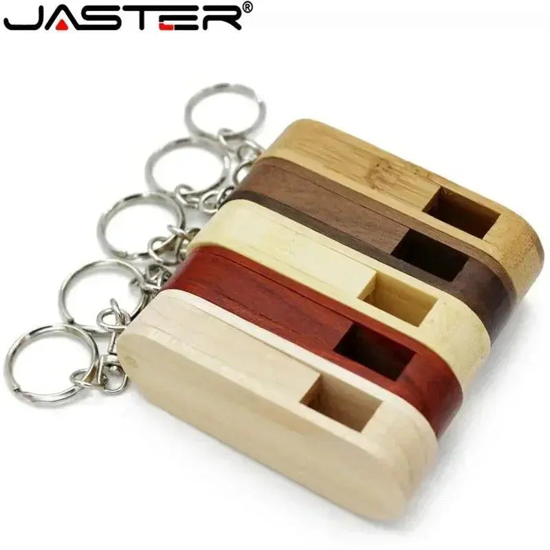 JASTER Wooden Rotatable USB USB Flash Drives 128GB Memory Stick Free Custom Logo 64GB 32GB with Key Chain Business Gift Pendrive       PST PS Tradings