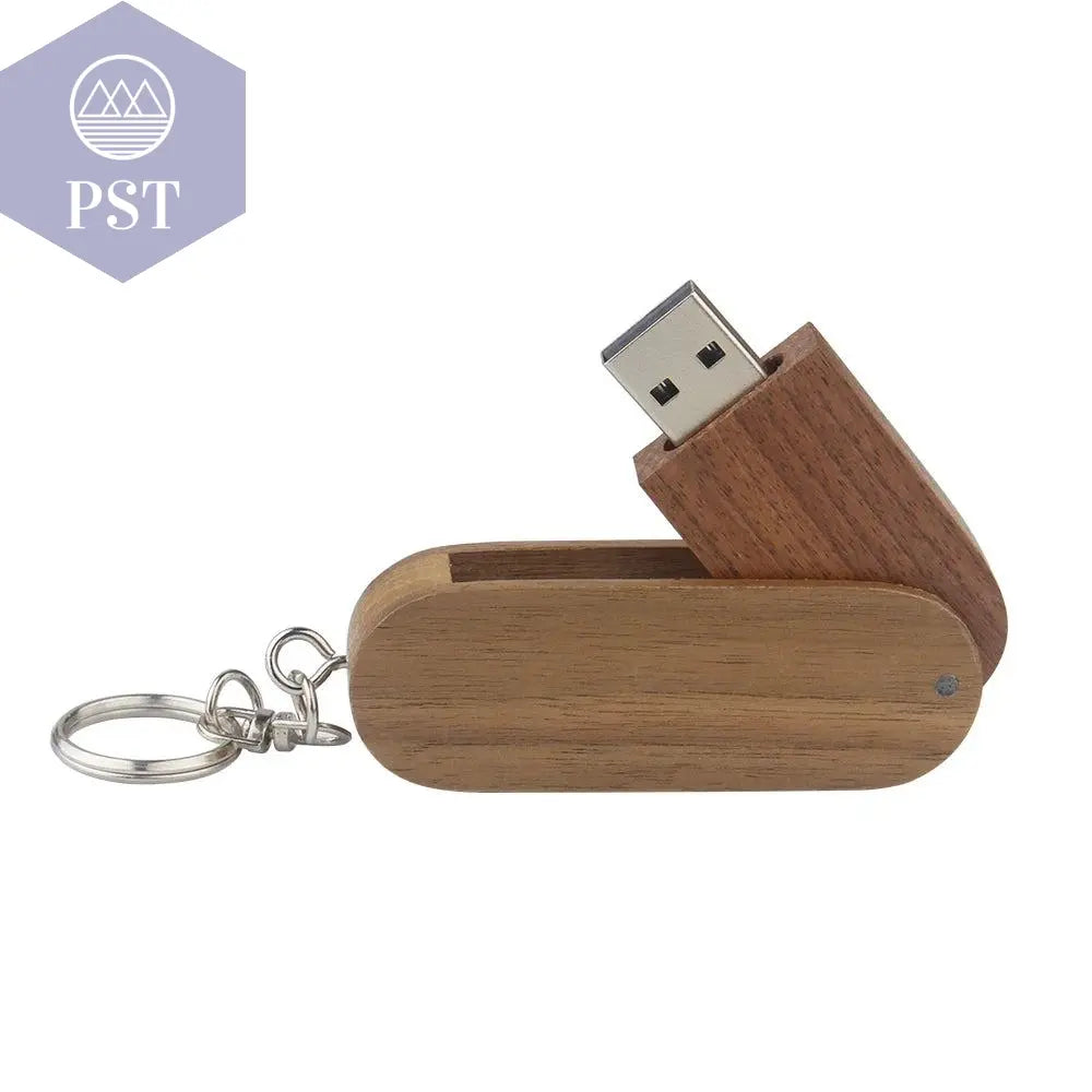 JASTER Wooden Rotatable USB USB Flash Drives 128GB Memory Stick Free Custom Logo 64GB 32GB with Key Chain Business Gift Pendrive       PST PS Tradings