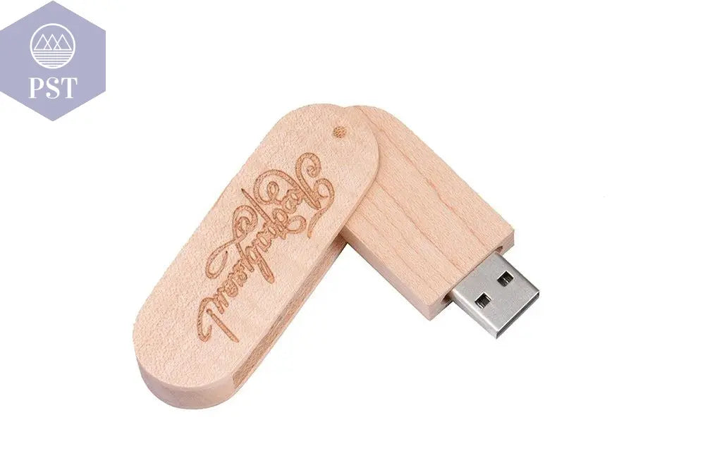JASTER Wooden Rotatable USB USB Flash Drives 128GB Memory Stick Free Custom Logo 64GB 32GB with Key Chain Business Gift Pendrive       PST PS Tradings