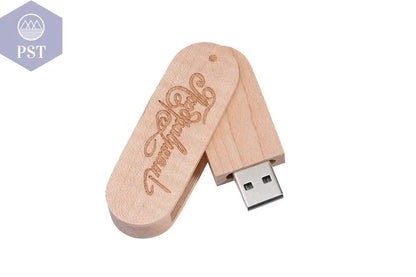 JASTER Wooden Rotatable USB USB Flash Drives 128GB Memory Stick Free Custom Logo 64GB 32GB with Key Chain Business Gift Pendrive       PST PS Tradings
