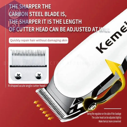 Kemei Professional hair clipper cordless hair trimmer beard for men electric hair cutting kit rechargeable haircut machine - PST PS Tradings