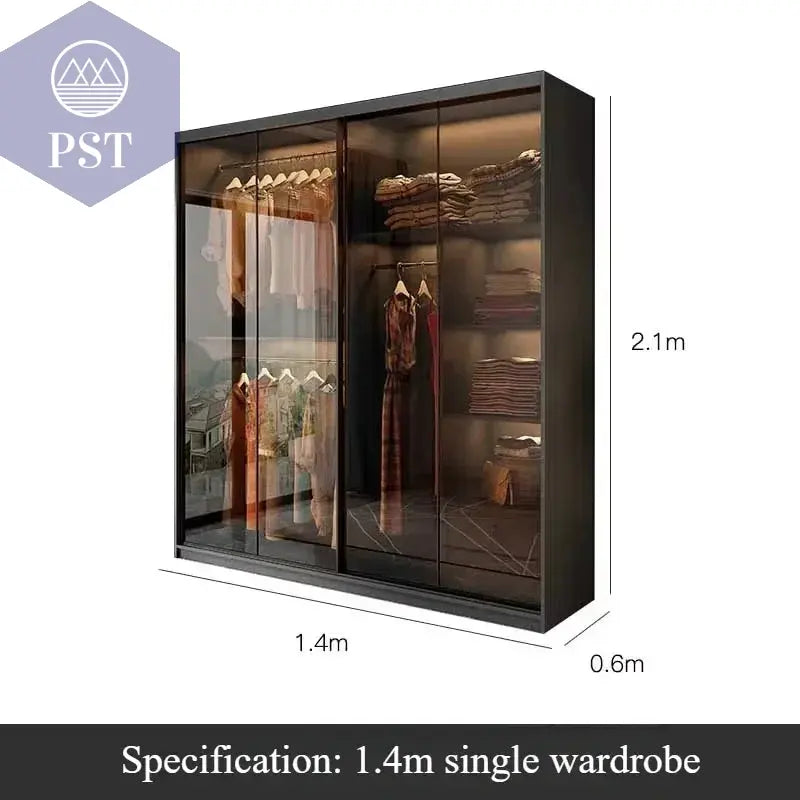 Kleiderschrank Modul Schrank Ankleide für Schlafzimmer Glasschrank PST PS Tradings Möbel PST PS Tradings 140x60x210cm PST PS Tradings