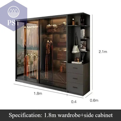 Kleiderschrank Modul Schrank Ankleide für Schlafzimmer Glasschrank PST PS Tradings Möbel PST PS Tradings 220x60x210cm PST PS Tradings