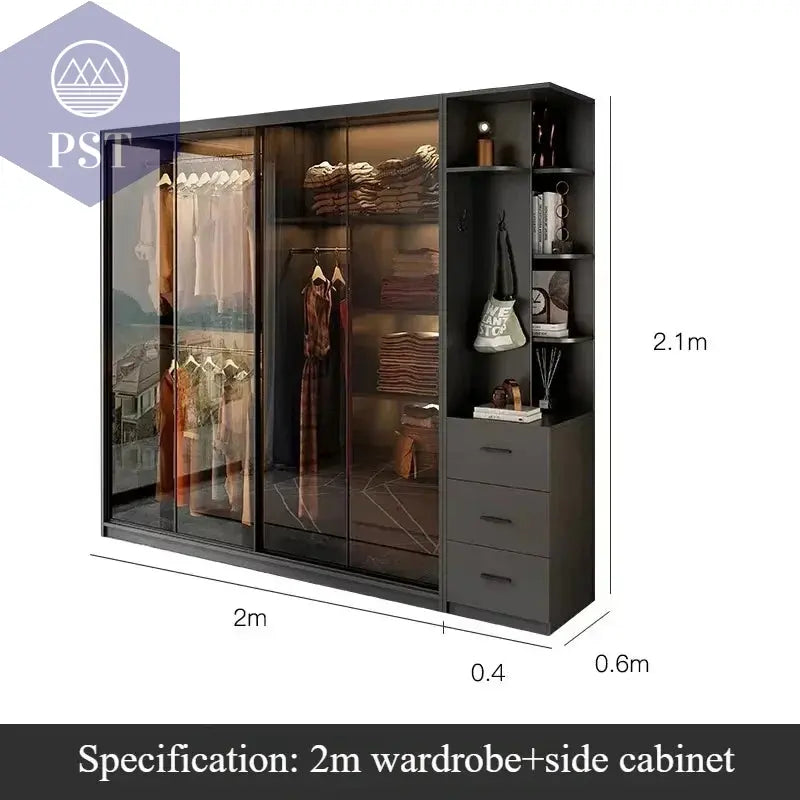 Kleiderschrank Modul Schrank Ankleide für Schlafzimmer Glasschrank PST PS Tradings Möbel PST PS Tradings 240x60x210cm PST PS Tradings