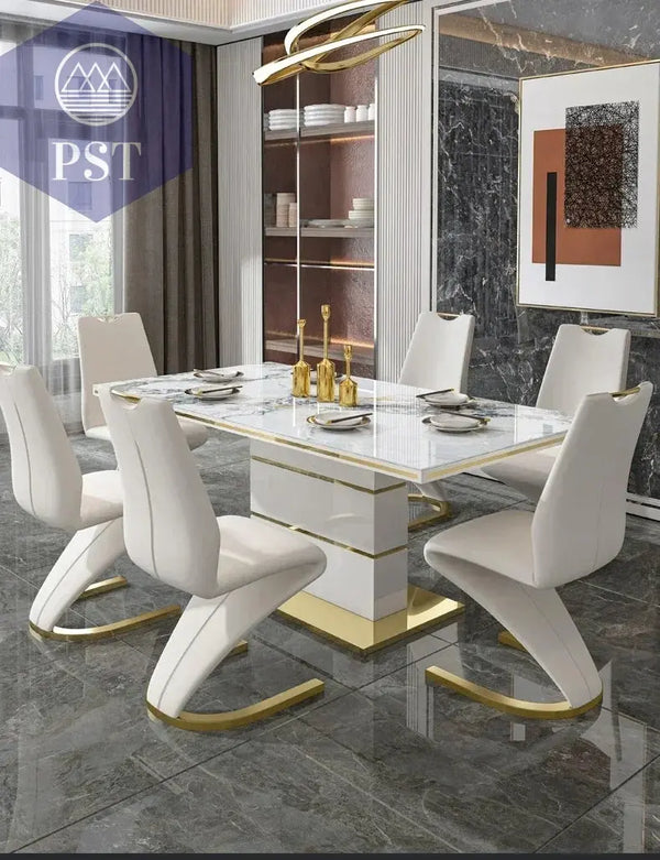 Luxuriöser Esstisch aus Marmor & Metall Set PST PS Tradings  PST PS Tradings  PST PS Tradings