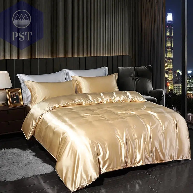 Luxuriöses Satin Bettwäsche Set mit Bettlaken PST PS Tradings Bettwäsche PST PS Tradings 1.8m-4pcs-Camel-Flat-Bed-Sheet PST PS Tradings Luxuriöses Satin Bettwäsche Set mit Bettlaken Bettwäsche