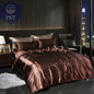 Luxuriöses Satin Bettwäsche Set mit Bettlaken PST PS Tradings Bettwäsche PST PS Tradings 1.8m-4pcs-Dark-coffee-Flat-Bed-Sheet PST PS Tradings Luxuriöses Satin Bettwäsche Set mit Bettlaken Bettwäsche