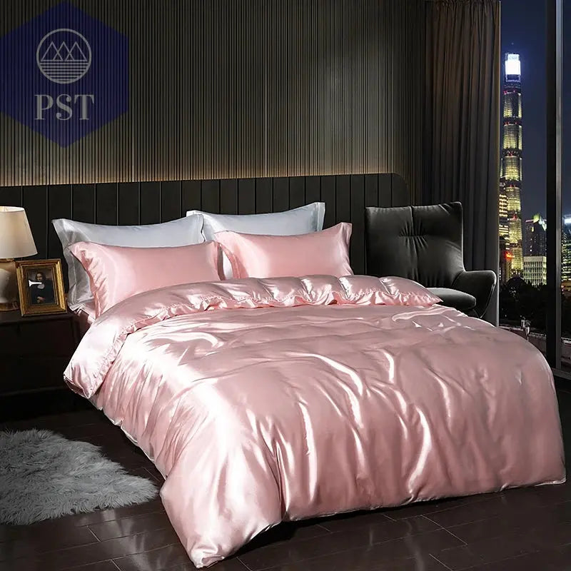 Luxuriöses Satin Bettwäsche Set mit Bettlaken PST PS Tradings Bettwäsche PST PS Tradings 1.8m-4pcs-Elegance-jade-Flat-Bed-Sheet PST PS Tradings Luxuriöses Satin Bettwäsche Set mit Bettlaken Bettwäsche