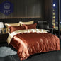 Luxuriöses Satin Bettwäsche Set mit Bettlaken PST PS Tradings Bettwäsche PST PS Tradings 1.8m-4pcs-Light-coffee-camel-Flat-Bed-Sheet PST PS Tradings Luxuriöses Satin Bettwäsche Set mit Bettlaken Bettwäsche