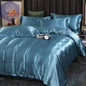 Luxuriöses Satin Bettwäsche Set mit Bettlaken PST PS Tradings Bettwäsche PST PS Tradings 1.8m-4pcs-Moonlight-blue-Flat-Bed-Sheet PST PS Tradings Luxuriöses Satin Bettwäsche Set mit Bettlaken Bettwäsche