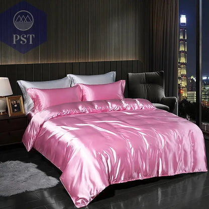 Luxuriöses Satin Bettwäsche Set mit Bettlaken PST PS Tradings Bettwäsche PST PS Tradings 1.8m-4pcs-Pink-Flat-Bed-Sheet PST PS Tradings Luxuriöses Satin Bettwäsche Set mit Bettlaken Bettwäsche