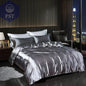 Luxuriöses Satin Bettwäsche Set mit Bettlaken PST PS Tradings Bettwäsche PST PS Tradings 1.8m-4pcs-Silver-grey-Flat-Bed-Sheet PST PS Tradings Luxuriöses Satin Bettwäsche Set mit Bettlaken Bettwäsche