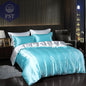 Luxuriöses Satin Bettwäsche Set mit Bettlaken PST PS Tradings Bettwäsche PST PS Tradings 1.8m-4pcs-Sky-blue-white-Flat-Bed-Sheet PST PS Tradings Luxuriöses Satin Bettwäsche Set mit Bettlaken Bettwäsche