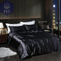 Luxuriöses Satin Bettwäsche Set mit Bettlaken PST PS Tradings Bettwäsche PST PS Tradings 2.0m-4pcs-Black-Flat-Bed-Sheet PST PS Tradings Luxuriöses Satin Bettwäsche Set mit Bettlaken Bettwäsche