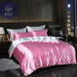 Luxuriöses Satin Bettwäsche Set mit Bettlaken PST PS Tradings Bettwäsche PST PS Tradings 2.0m-4pcs-Pink-white-Flat-Bed-Sheet PST PS Tradings Luxuriöses Satin Bettwäsche Set mit Bettlaken Bettwäsche