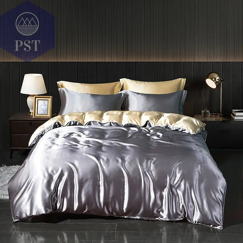 Luxuriöses Satin Bettwäsche Set mit Bettlaken PST PS Tradings Bettwäsche PST PS Tradings  PST PS Tradings Luxuriöses Satin Bettwäsche Set mit Bettlaken Bettwäsche