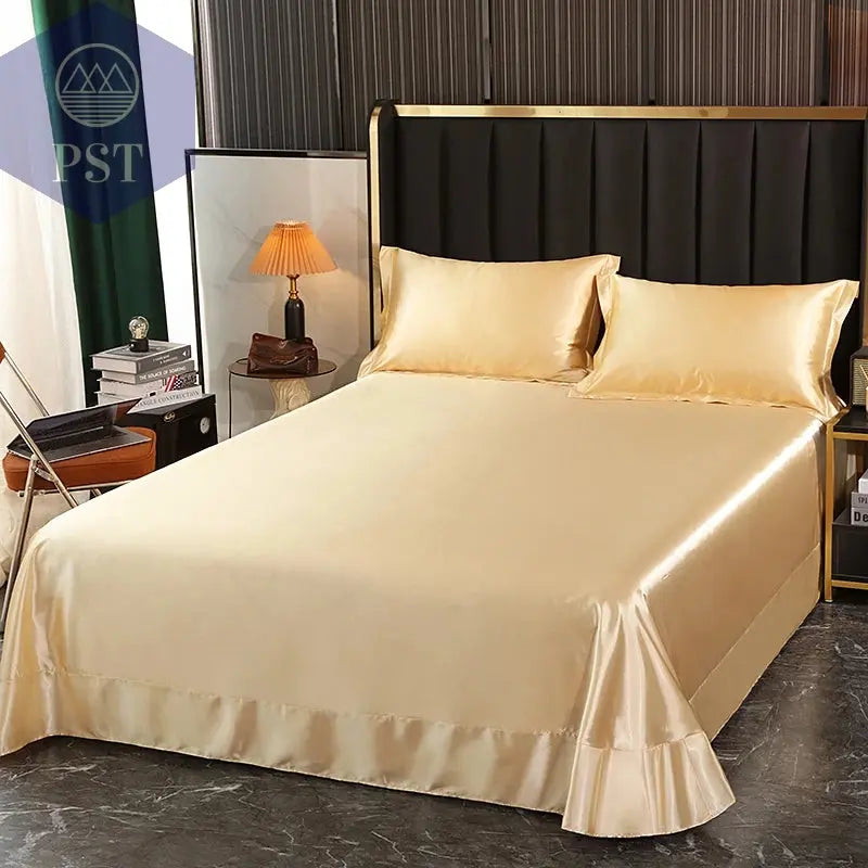 Luxuriöses Satin Bettwäsche Set mit Bettlaken PST PS Tradings Bettwäsche PST PS Tradings  PST PS Tradings Luxuriöses Satin Bettwäsche Set mit Bettlaken Bettwäsche