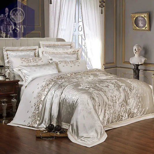 Luxuriöses Satin Jacquard Bettwäsche Set 4-6tlg. PST PS Tradings  PST PS Tradings  PST PS Tradings Luxuriöses Satin Jacquard Bettwäsche Set 4-6tlg.