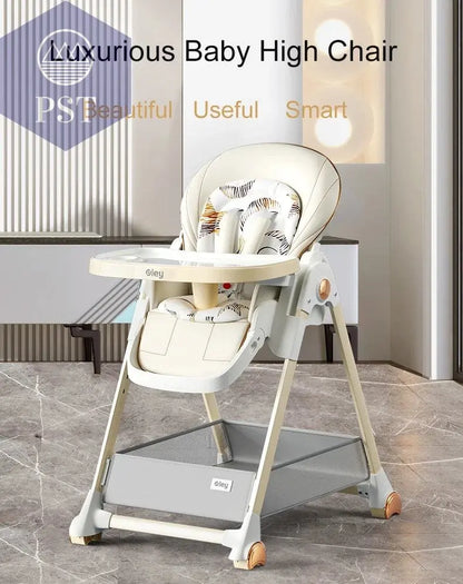 Luxury Baby High Chair with Removable Seat and Tray Adjustable Height Baby Feeding Chair Assembly-free dining chair - PST PS Tradings