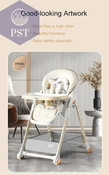 Luxury Baby High Chair with Removable Seat and Tray Adjustable Height Baby Feeding Chair Assembly-free dining chair - PST PS Tradings