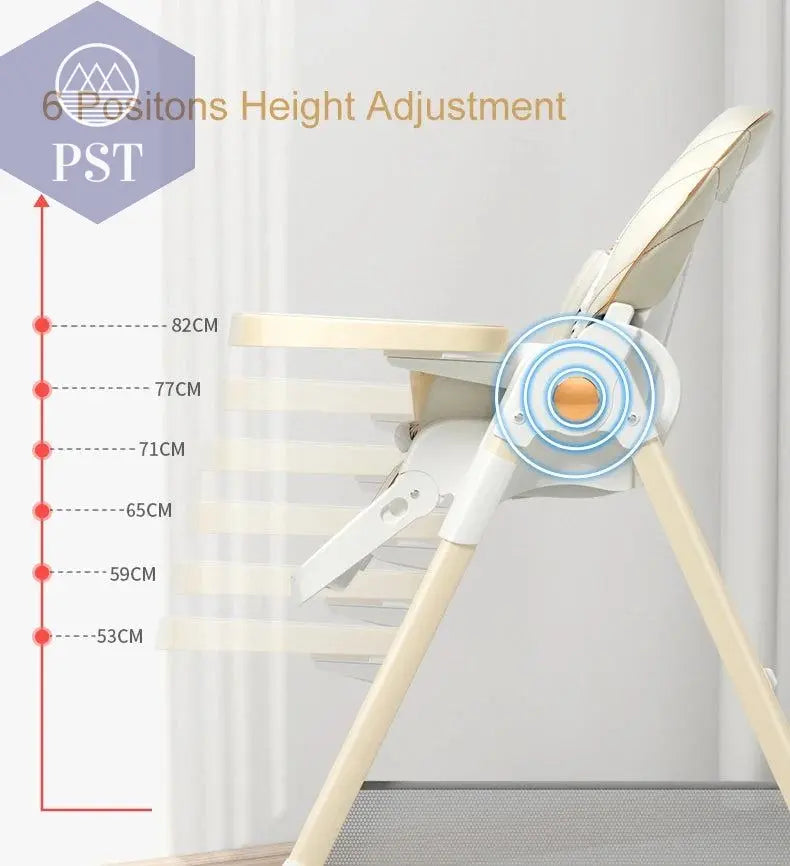 Luxury Baby High Chair with Removable Seat and Tray Adjustable Height Baby Feeding Chair Assembly-free dining chair - PST PS Tradings