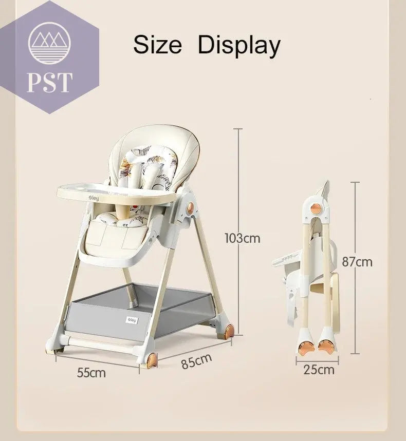 Luxury Baby High Chair with Removable Seat and Tray Adjustable Height Baby Feeding Chair Assembly-free dining chair - PST PS Tradings