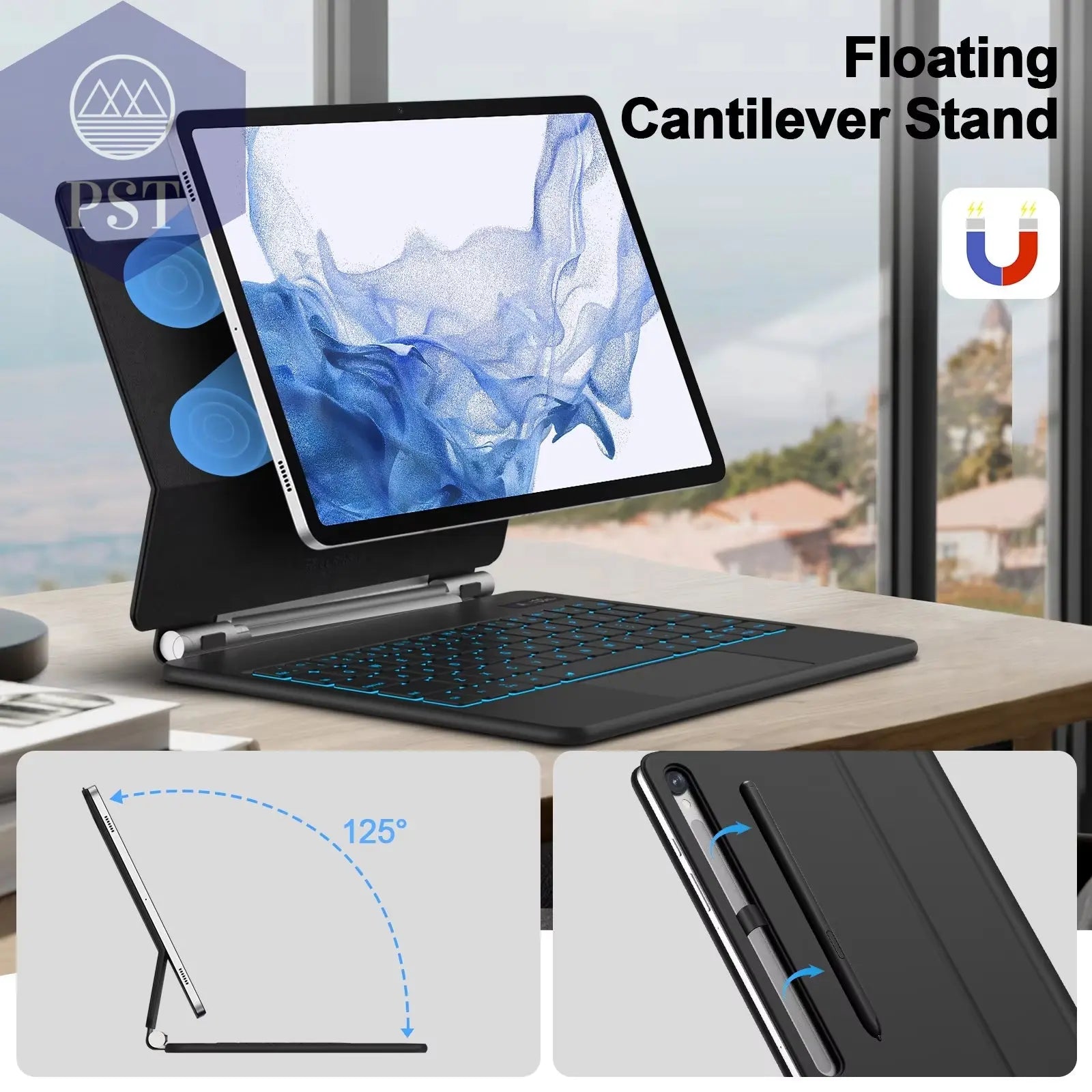 Magic Keyboard Galaxy Tab S7 plus S8 S9 + FE 11 12.4 Inch Trackpad Backlit Floating Adjustable Angle with Pen Holder PST PS Tradings  PST PS Tradings  PST PS Tradings Magic Keyboard Galaxy Tab S7 plus S8 S9 + FE 11 12.4 Inch Trackpad Backlit Floating Adjustable Angle with Pen Holder