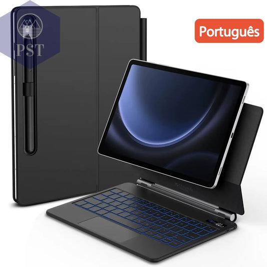Magic Keyboard Galaxy Tab S7 plus S8 S9 + FE 11 12.4 Inch Trackpad Backlit Floating Adjustable Angle with Pen Holder PST PS Tradings  PST PS Tradings Portuguese-S7-11-Inch PST PS Tradings Magic Keyboard Galaxy Tab S7 plus S8 S9 + FE 11 12.4 Inch Trackpad Backlit Floating Adjustable Angle with Pen Holder