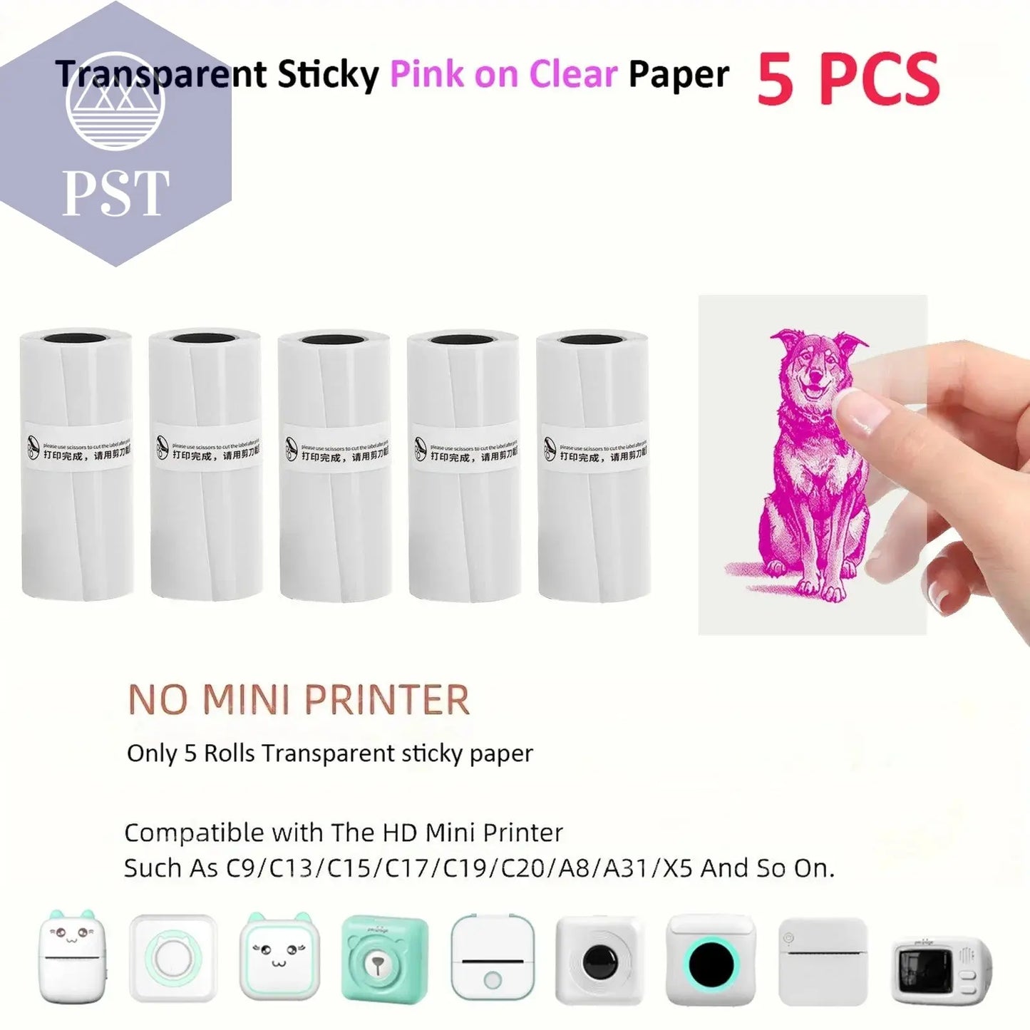 Mini Printer Paper Transparent Thermal Sticker Paper scrapbook Self-adhesive Printer Paper Printer For Photos Notes For peripage - PST PS Tradings