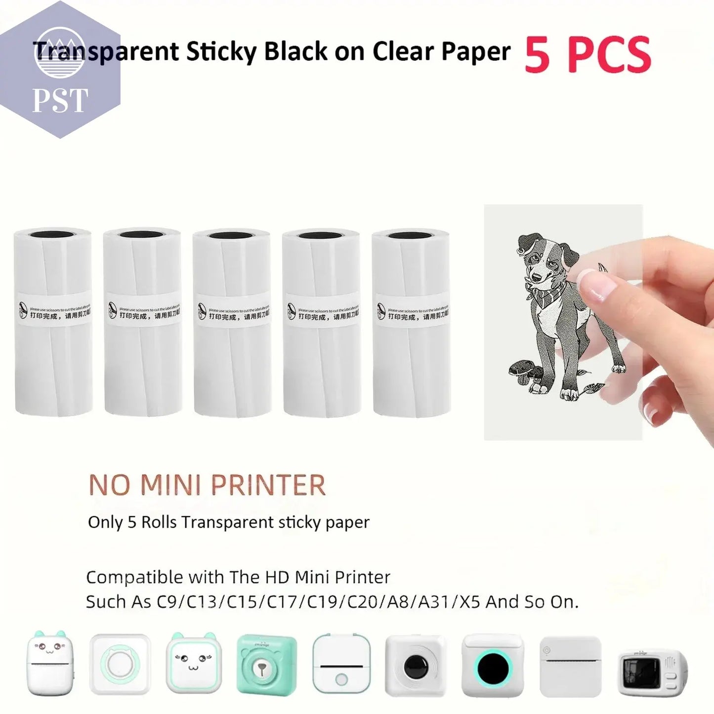 Mini Printer Paper Transparent Thermal Sticker Paper scrapbook Self-adhesive Printer Paper Printer For Photos Notes For peripage - PST PS Tradings