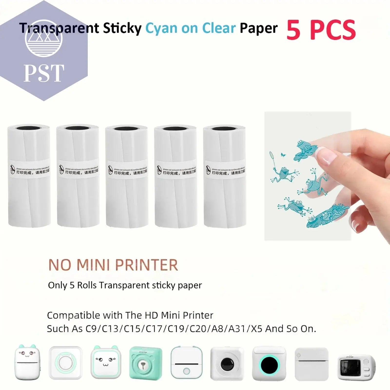 Mini Printer Paper Transparent Thermal Sticker Paper scrapbook Self-adhesive Printer Paper Printer For Photos Notes For peripage - PST PS Tradings