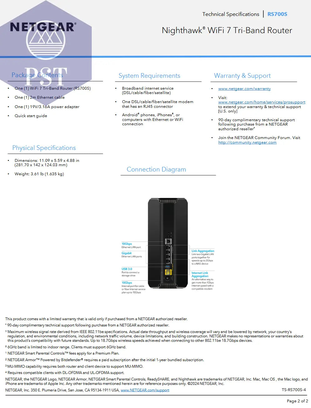 Netgear Nighthawk® RS700 WiFi 7 PST PS Tradings Router Router Netgear Nighthawk® RS700 WiFi 7