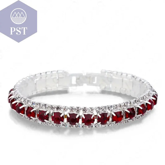 New Arrival  925 Sterling Silver Silve Women Classic Jewelry Holiday Gift  Clear Red Cubic Zircon Bracelet& Bangle Wholesale       PST PS Tradings