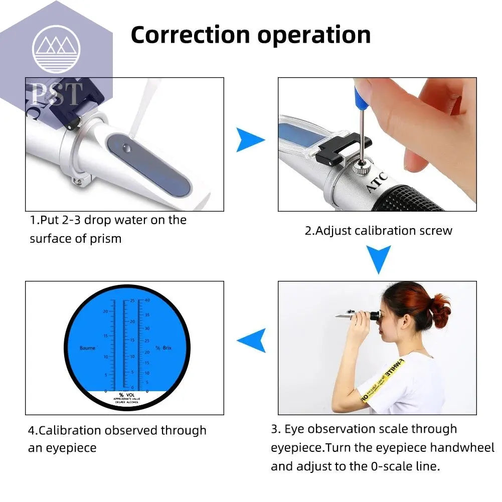 New Portable 3 In 1 Hand Held Grape & Alcohol Wine Refractometer (Brix, Baume and W25V/V Scales)       PST PS Tradings