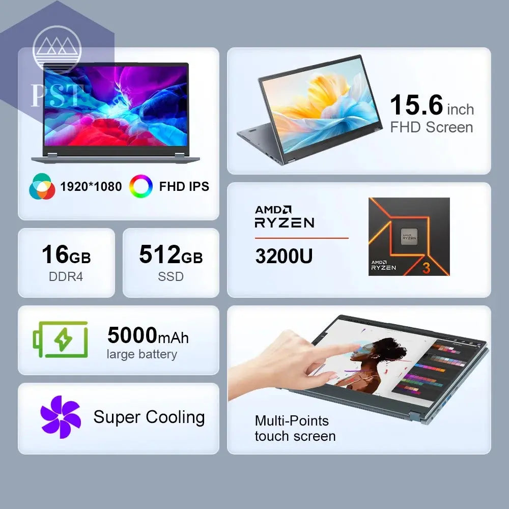 Ninkear YBOOK15 2-In-1-Laptop  Ryzen ™ 3 3200U 15,6' 360 ° Flip FHD IPS Touchscreen 16G + 512 GB Ssd-Tastatur Mit Hintergrundbeleuchtung Windows 11 PST PS Tradings  PST PS Tradings  PST PS Tradings Ninkear YBOOK15 2-In-1-Laptop  Ryzen ™ 3 3200U 15,6' 360 ° Flip FHD IPS Touchscreen 16G + 512 GB Ssd-Tastatur Mit Hintergrundbeleuchtung Windows 11