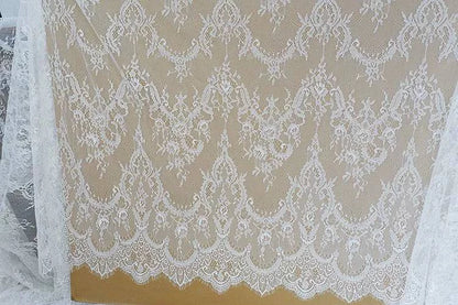 French Eyelash Lace Fabric,DIY Exquisite Lace, Embroidery Clothes, Wedding Dress Accessories, White and Black,150cm,3m per Lot - Property & Safety Tradings