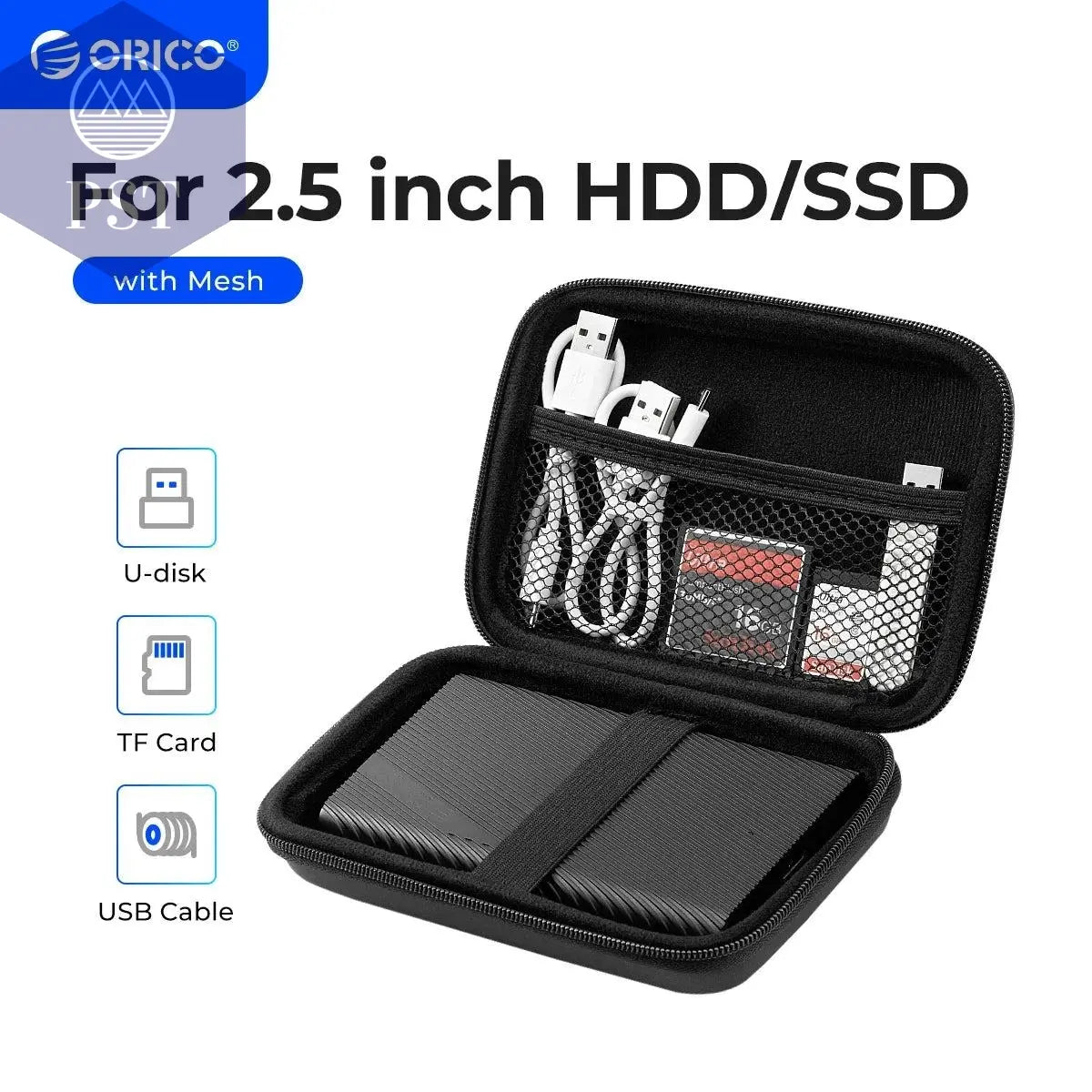 ORICO 2.5 Hard Disk Case Portable HDD Protection Bag for External 2.5 inch Hard Drive/Earphone/U Disk Hard Disk Drive Case Black - PST PS Tradings