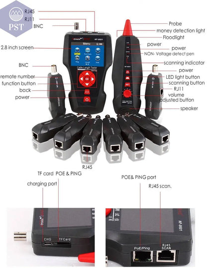 Original Noyafa NF-8601W Multifunction Network Cable Tester RJ45 RJ11 BNC POE PING Crosstalk Test Network Wire Cable Tracker - Property & Safety Tradings