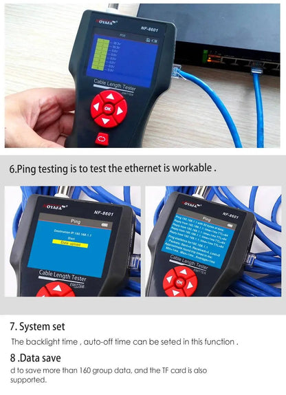 Original Noyafa NF-8601W Multifunction Network Cable Tester RJ45 RJ11 BNC POE PING Crosstalk Test Network Wire Cable Tracker - Property & Safety Tradings