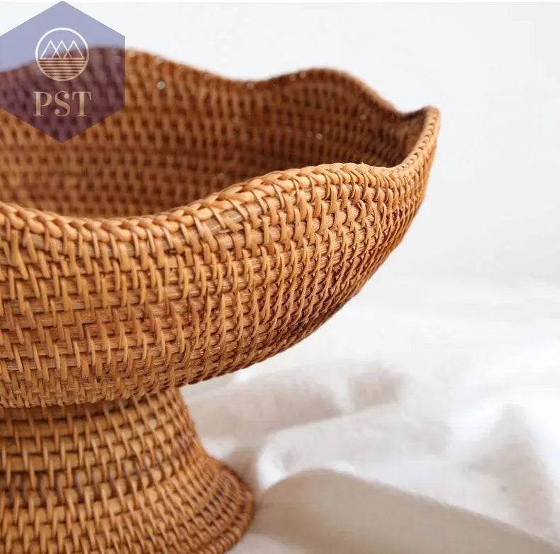 Rattan Fruit Baskets Wicker Storage Bowls Natural Woven Serving Basket Bowls Decorative Baskets for Kitchen Counter Organizing - Property & Safety Tradings