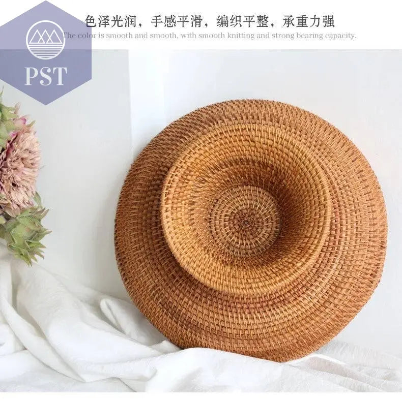 Rattan Fruit Baskets Wicker Storage Bowls Natural Woven Serving Basket Bowls Decorative Baskets for Kitchen Counter Organizing - Property & Safety Tradings