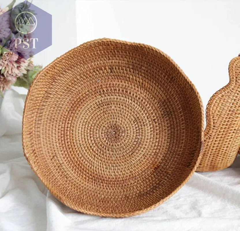 Rattan Fruit Baskets Wicker Storage Bowls Natural Woven Serving Basket Bowls Decorative Baskets for Kitchen Counter Organizing - Property & Safety Tradings